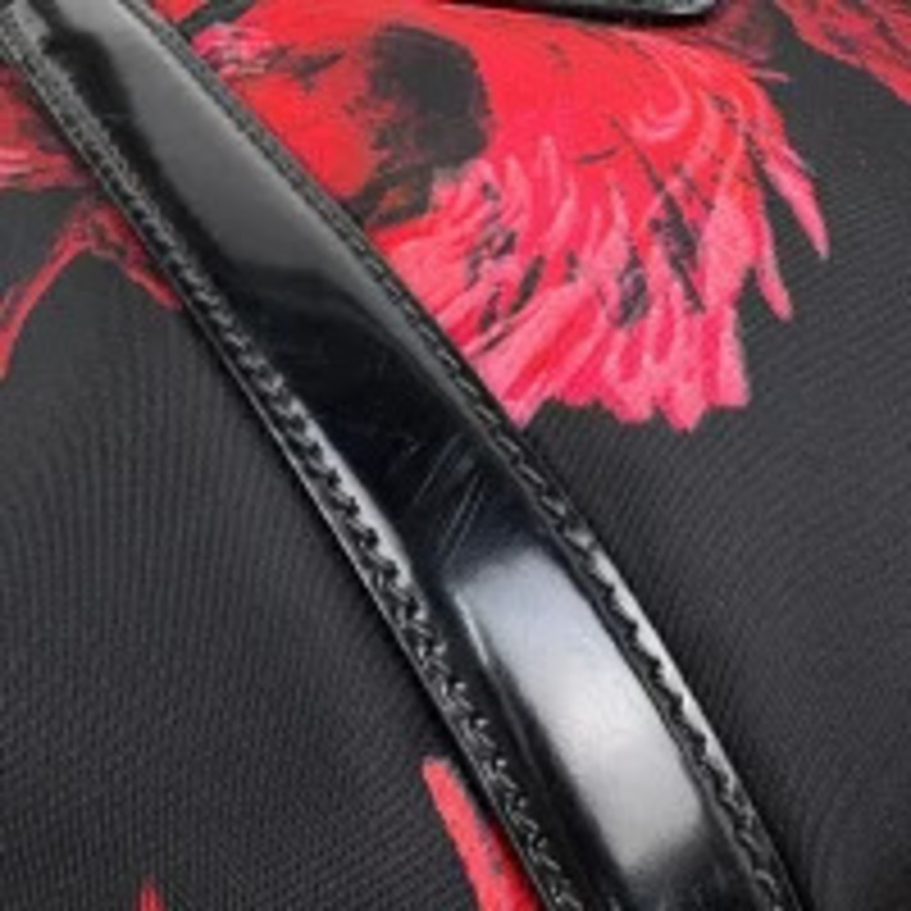 Prada Plate 2way Shoulder Bag Flower Nero Black Red - Picture 4 of 7